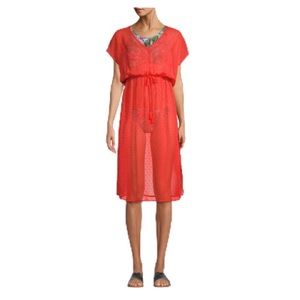 TIME AND TRU Flocked Chiffon Midi Swim Coverup M